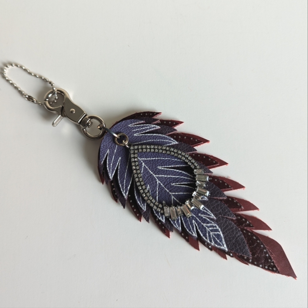 Leather Purse Charm Purple and Burgundy